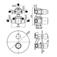 LIQ019CR Light exclusive Змішувач для душу на 3 споживачі, термостатичний, хром (1 сорт) Paffoni фото 1