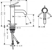 73310000 HG Tecturis S Змішувач для раковини з д/к, хром (1 сорт) HANSGROHE фото 1