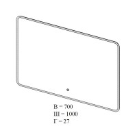22786 Дзеркало Moon 100x70 см UNI sensor з підсвіткою (1 сорт) Аква Родос фото 1