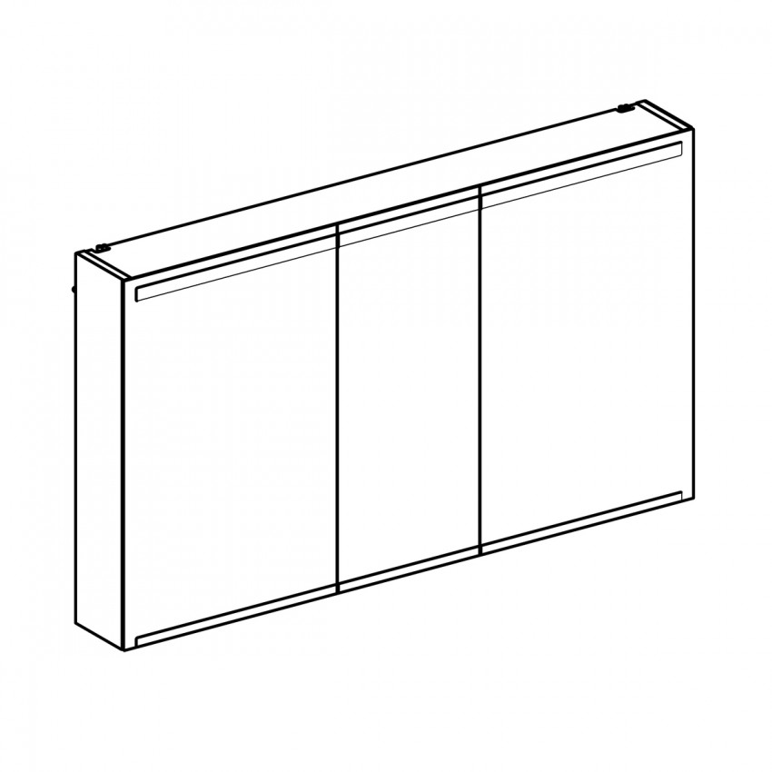500.207.00.1 Option Дзеркальна шафка 120 см, з підсвіткою, із 3 дверцятами: корпус дзеркальний, дверцята дзеркальні зовні та всередині (1 сорт) GEBERIT фото 1