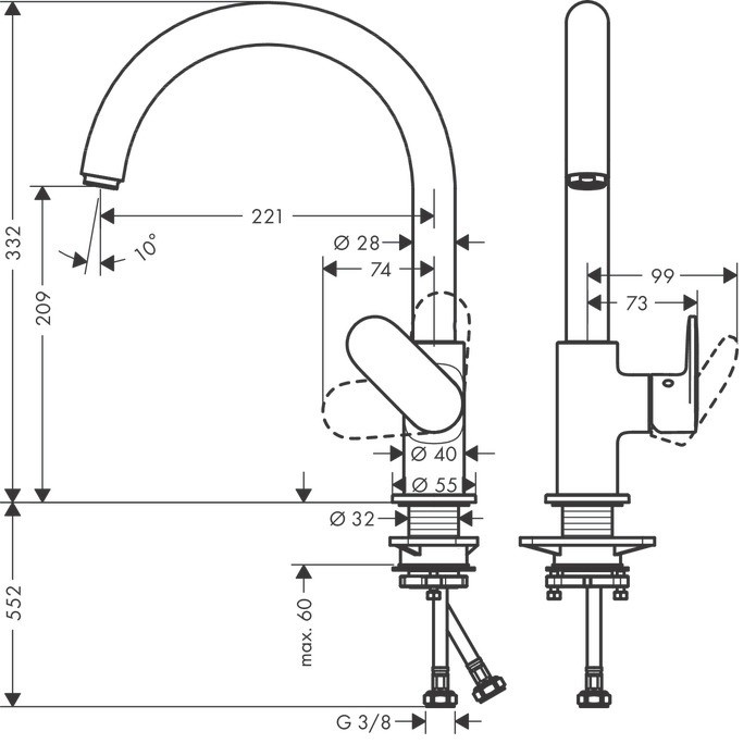 71870670 Vernis Blend M35 Змішувач д/кухні, чорний матовий (1 сорт) HANSGROHE фото 1