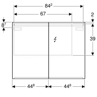 500.583.00.1 Option Дзеркальна шафка 90 см, з підсвіткою, із 2 дверцятами: корпус дзеркальний, дверцята дзеркальні зовні та всередині (1 сорт) GEBERIT фото 4