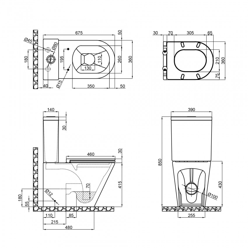 Унітаз Robin підлоговий Rimless 665x380x845 мм з сидінням Slim Duroplast/ Soft-close/ Quick relase Matt Black Qtap QTAP фото 1