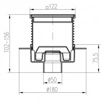 G 420 NXL Двокорпусний трап з вертикальним підключенням DN50, h 102-156 mm, сухий сифон Neptun, з фланцем, квадратна дизайнерська решітка Квадрати (1 сорт) MCH фото 2