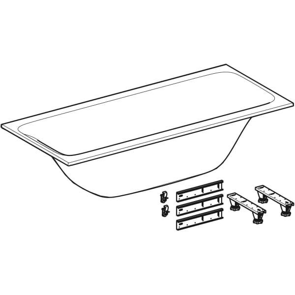 554.123.01.1 Ванна акрилова прямокутна Tawa Duo 170х75см, slim rim, з ніжками, центр.злив, колір білий (1 сорт) GEBERIT фото 1