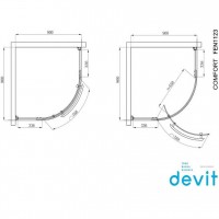 FEN1123 COMFORT Кабіна душова, 1/4 кола, 90х90, без піддона, скло прозоре (1 сорт) DEVIT фото 1