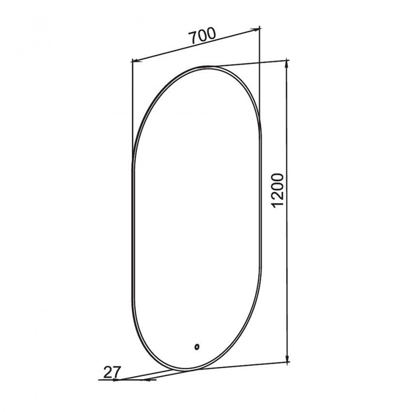 22783 Дзеркало Solar 70x120 см UNI sensor з підсвіткою овальне (1 сорт) Аква Родос фото 1