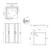 Душова кабіна TAURUS CRM1011SC6 + піддон TERN 301112, квадратний, 100x100x12, акриловий + ножки, діаметр зливу 90 мм QTAP фото 1