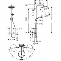 26890340 HG Croma Select S 280 Air 1jet Showerpipe Душова система д/душа, brushed black chrome (1 сорт) HANSGROHE фото 1