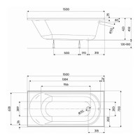 XWP135000N OPAL PLUS Ванна акрилова прямокутна 150х70см, біла, без ніжок (1 сорт) KOLO фото 1