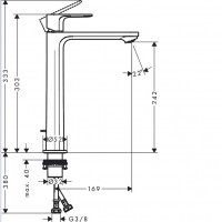 72591000 Rebris E Змішувач д/раковини 240 CoolStart EcoSmart+ з д/к, хром (1 сорт) HANSGROHE фото 1