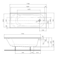 XWP137000N OPAL PLUS Ванна акрилова прямокутна 170х70 см, біла, без ніжок (1 сорт) KOLO фото 3