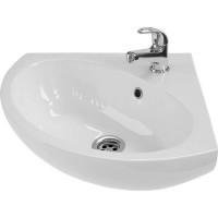 L82735000 RUNA Раковина кутова 35 см, 3 1 отв.під зміш., з переливом, білий глянець