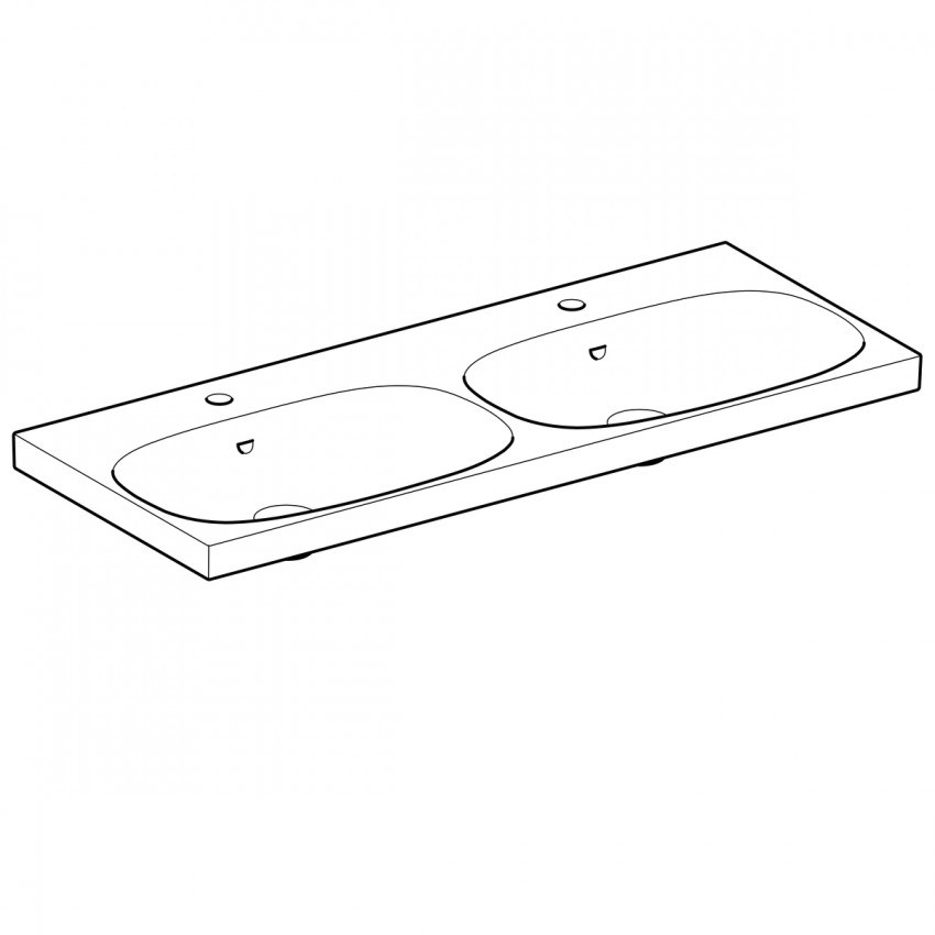 500.627.01.2 Geberit Acanto Умивальник подвійний 120 см, з двома отворами, з переливом, з системою швидкого монтажу, білий (1 сорт) GEBERIT фото 1