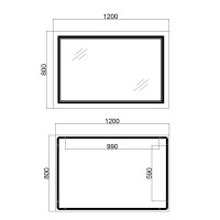 Дзеркало Cardinal настінне прямокутне з LED-підсвічуванням Touch, з антизапотіванням, з димером, рег. темп. кольору (3000-6500K) 1200х800 мм Qtap QTAP фото 1