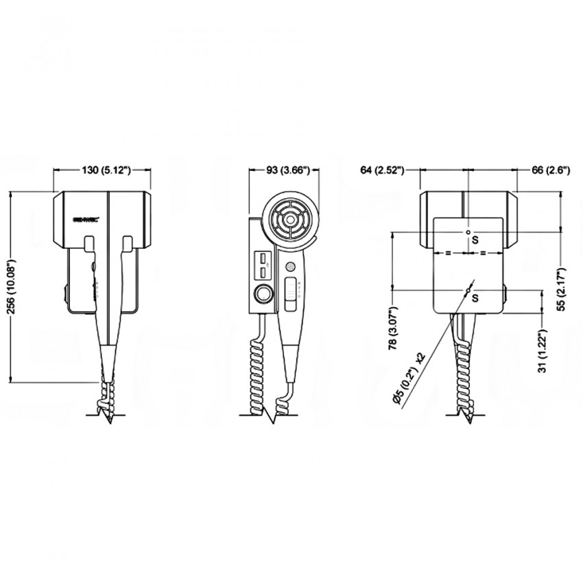 GW02 08 01 03  BISE Фен на 3 режими, з функцією іонізації, 1800W, чорний (1 сорт) GENWEC фото 1