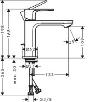 72557670 Rebris E Змішувач д/раковини 110 з д/к, чорний матовий (1 сорт) HANSGROHE фото 1