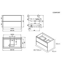 332080W COMFORT Тумба 80 з раковиною, біла (1 сорт) DEVIT фото 2