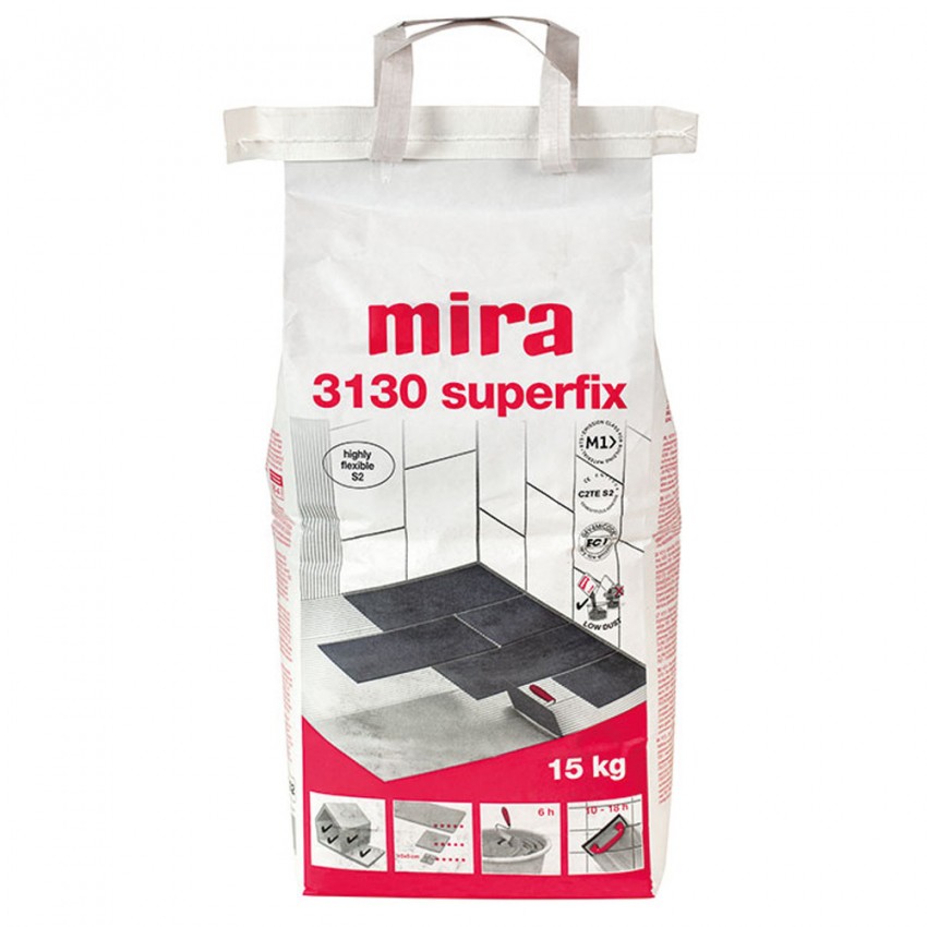 Клей MIRA  №3130 SUPERFIX/15кг (білий) Клас C2TE S2 (1 сорт) MIRA