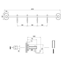 Тримач для рушника Liberty 4 гачка 450 мм QTLIBBLM1154-4 Black Qtap QTAP фото 1