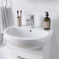 2321550UA STATUS Раковина 55 см, з переливом, з отв.для зміш по центру (1 сорт)