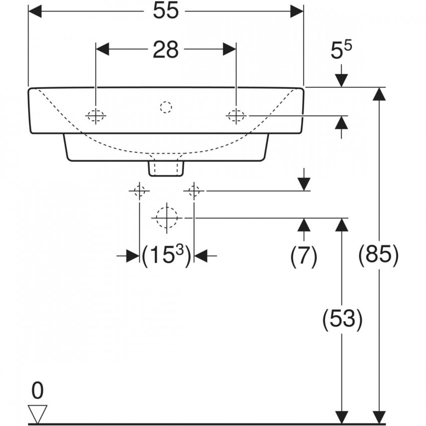 2321550UA STATUS Раковина 55 см, з переливом, з отв.для зміш по центру (1 сорт) KOLO фото 4