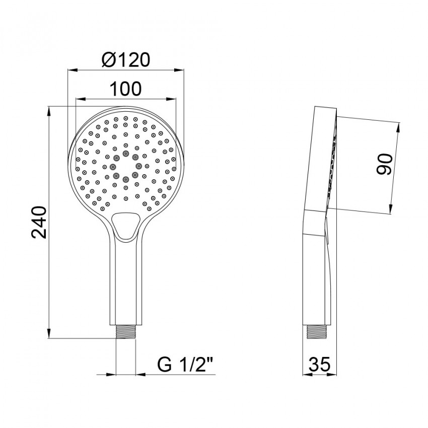 Лійка для ручного душу Rucni 120 мм округла QTRUCA120O3KBB Black Matt Qtap QTAP фото 1