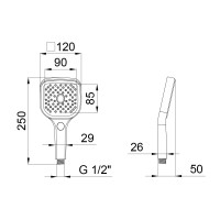 Лійка для ручного душу Rucni 120 мм прямокутна QTRUCA120N3KCB Chrome Qtap QTAP фото 1