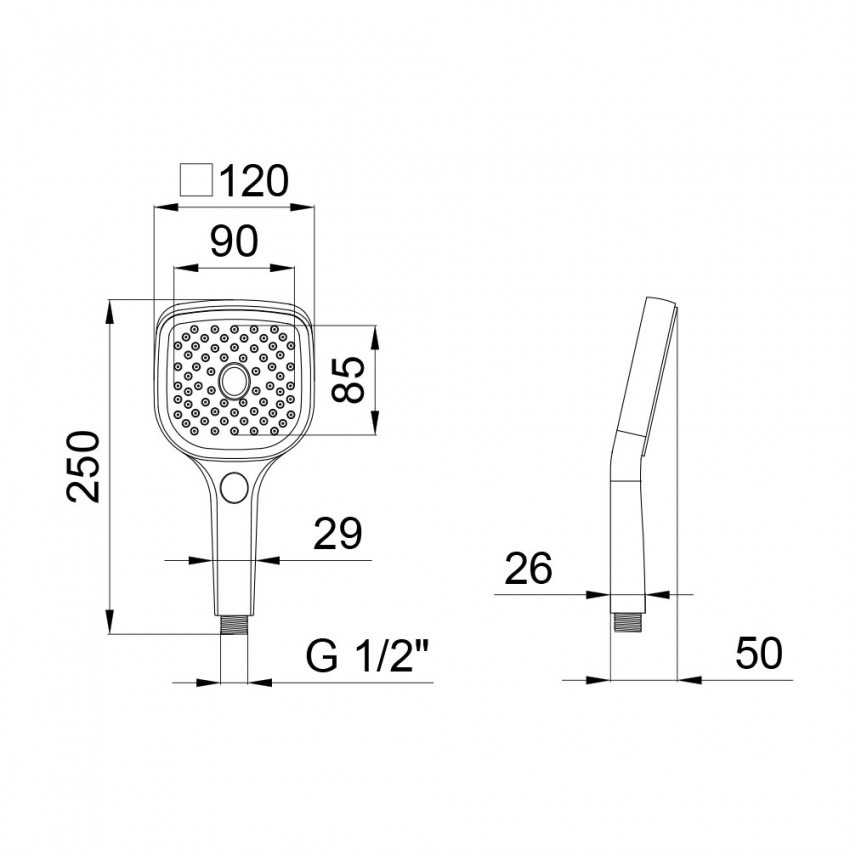 Лійка для ручного душу Rucni 120 мм прямокутна QTRUCA120N3KCB Chrome Qtap QTAP фото 1