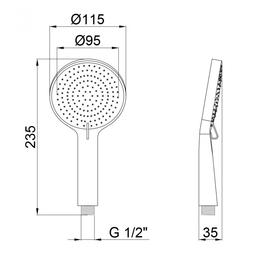 Лійка для ручного душу Rucni 115 мм округла QTRUCA116O3PBB Black Matt Qtap QTAP фото 1