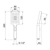 Лійка для ручного душу Rucni 120х80 мм прямокутна QTRUCA121N3KBB Black Matt Qtap QTAP фото 1