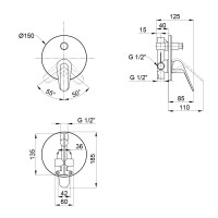 Змішувач для душу Olsava прихованого монтажу на два споживача QTOS6212107ODC Chrome Qtap QTAP фото 1