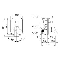 Змішувач для душу Namesti прихованого монтажу на два споживача QTNAM6225102NC Chrome Qtap QTAP фото 1