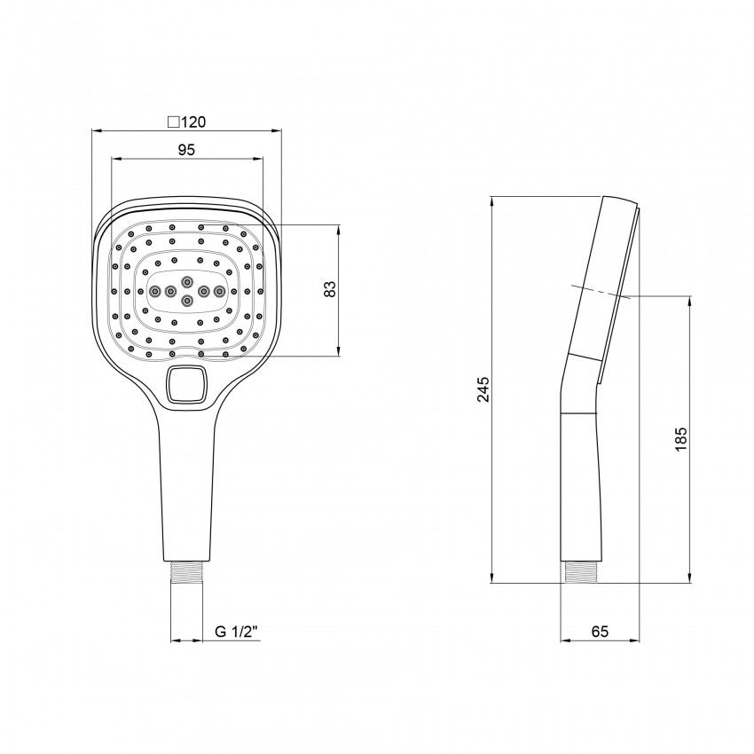 Лійка для ручного душу Rucni 120х120 мм прямокутна QTHLA120N3KCW Chrome/White Qtap QTAP фото 1