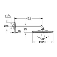 26558GN0 Rainshower Mono 310 Верхній душ з душовим кронштейном, Brushed Cool Sunrise (1 сорт) GROHE фото 3