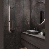 Радіатор електричний Whole Wall_2.0, з тримачем для рушників та халатів, Led-підсвітка, колір чорний мат (1 сорт) Deweit фото 3