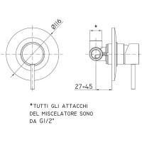 LIG010CR70  Light Змішувач для душу прихованого монтажу, хром (1 сорт)