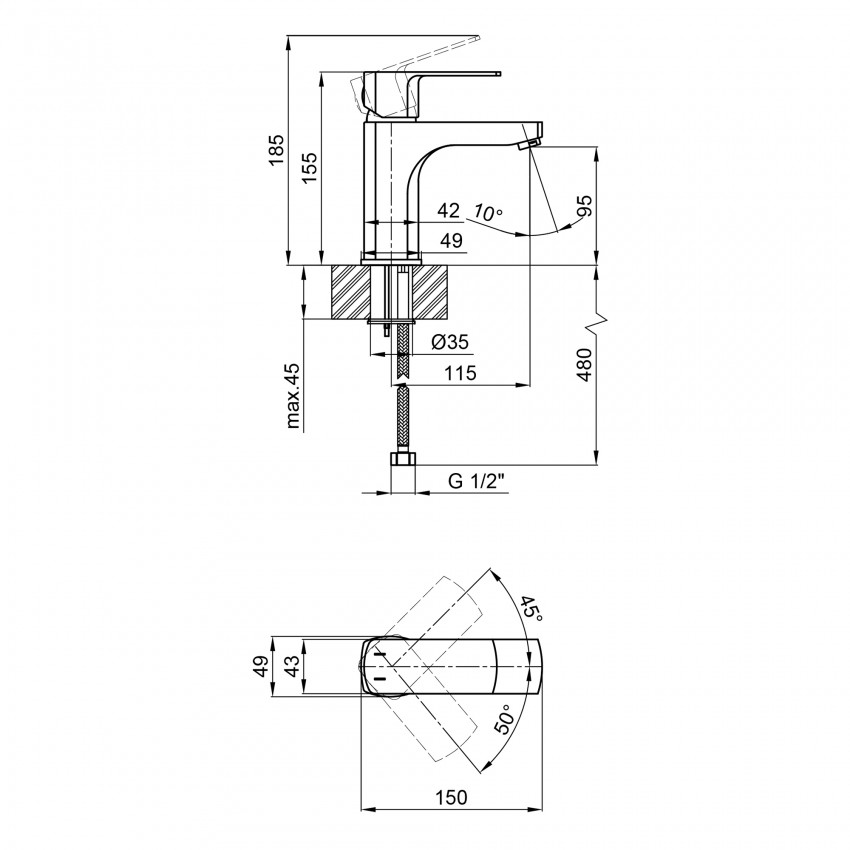 Змішувач для раковини Lipno QTLIPNO1023101G Graphite Qtap QTAP фото 1