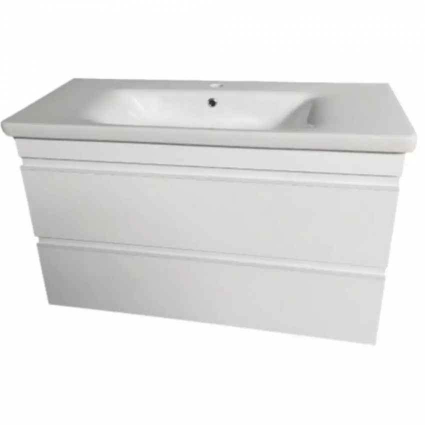 753080W FRAME Біла глянцева тумба 80см з раковиною та сифоном (1 сорт) DEVIT фото 1