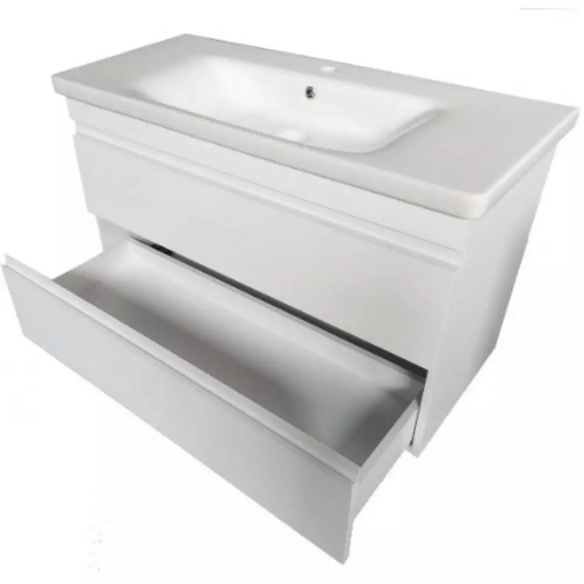 753080W FRAME Біла глянцева тумба 80см з раковиною та сифоном (1 сорт) DEVIT фото 2