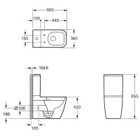 2050140 QUADRA Компакт безобідковий з кришкою soft-close, Vortex Flush,  білий глянець (1 сорт) DEVIT фото 1