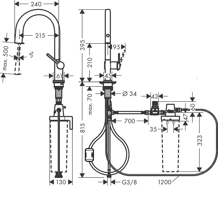 76803000 HG Aqittura M91 Змішувач д/кухні FilterSystem 210 1 jet, хром (1 сорт) HANSGROHE фото 1