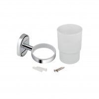 Склянка з тримачем Oreo 0401, Chrome/White настінна (матове скло) LDORE0401CRM22163 Lidz LIDZ фото 3