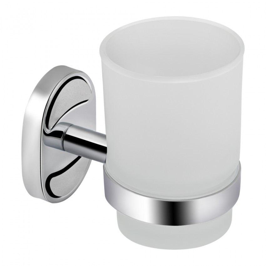 Склянка з тримачем Oreo 0401, Chrome/White настінна (матове скло) LDORE0401CRM22163 Lidz LIDZ
