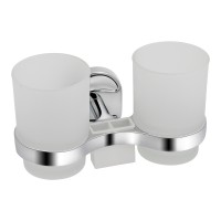 Склянка з тримачем подвійна Oreo 0402, Chrome/White настінна (матове скло) LDORE0402CRM22164 Lidz