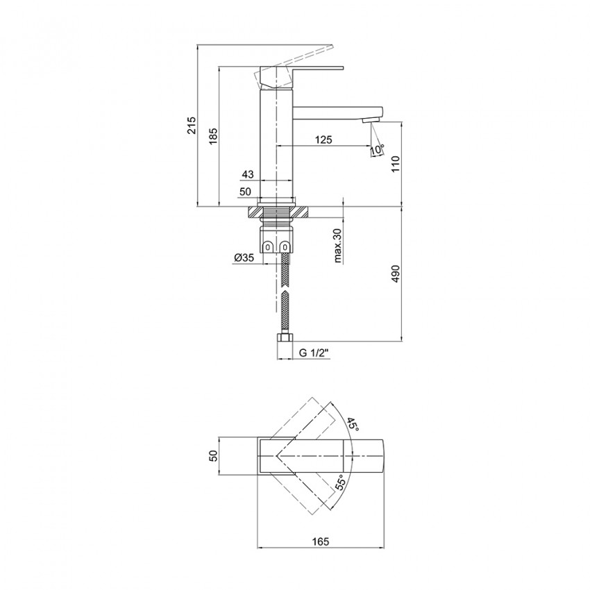 Змішувач для раковини низький Kubis 001F, Nickel (k35) LDKUB001FNKS28534 Lidz LIDZ фото 1