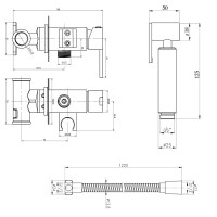 Набір для гігієнічного душу Inspai-Varius, Chrome (k35) прямокутний QTINSVARCRMV00440201 Qtap QTAP фото 1