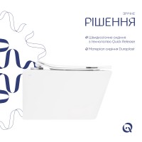 Унітаз підвісний Crow Rimless 520х360х290 мм, White, з сидінням Slim Duroplast/ Soft-close/ Quick Release QT05335170W Qtap QTAP фото 3