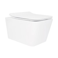 Унітаз підвісний Crow Rimless 520х360х290 мм, White, з сидінням Slim Duroplast/ Soft-close/ Quick Release QT05335170W Qtap