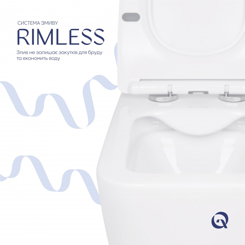Унітаз підвісний Crow Rimless 520х360х290 мм, White, з сидінням Slim Duroplast/ Soft-close/ Quick Release QT05335170W Qtap QTAP фото 4